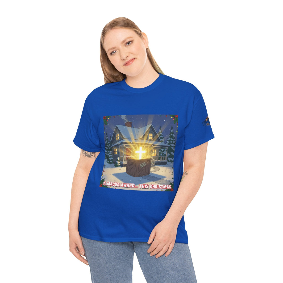 A Major Award This Christmas T-shirt – Fragile Leg Lamp Parody Cross Unboxing Christian T-shirt for Hilarious Faith & Holiday Glow Printify