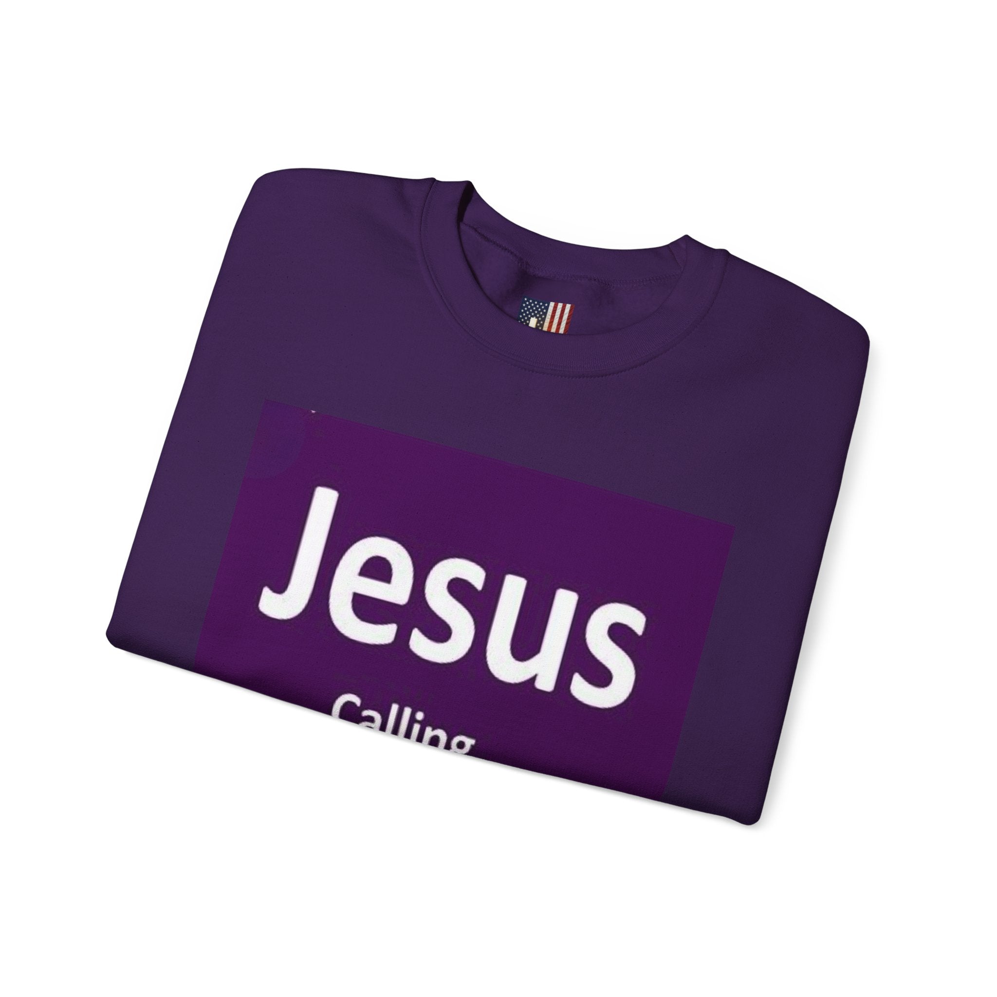 Jesus Calling Sweatshirt – Funny Cell Phone Screen Christian Sweatshirt for Divine Connection & Faith Humor Printify
