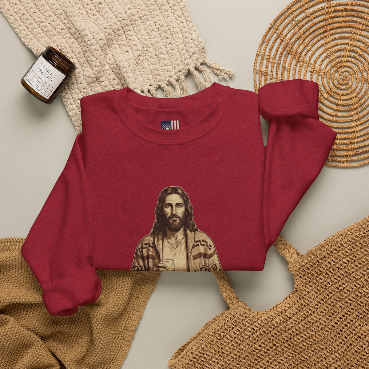 Abide Jesus Sweatshirt — Vintage 'The Dude' Religious Graphic Sweatshirt Printify