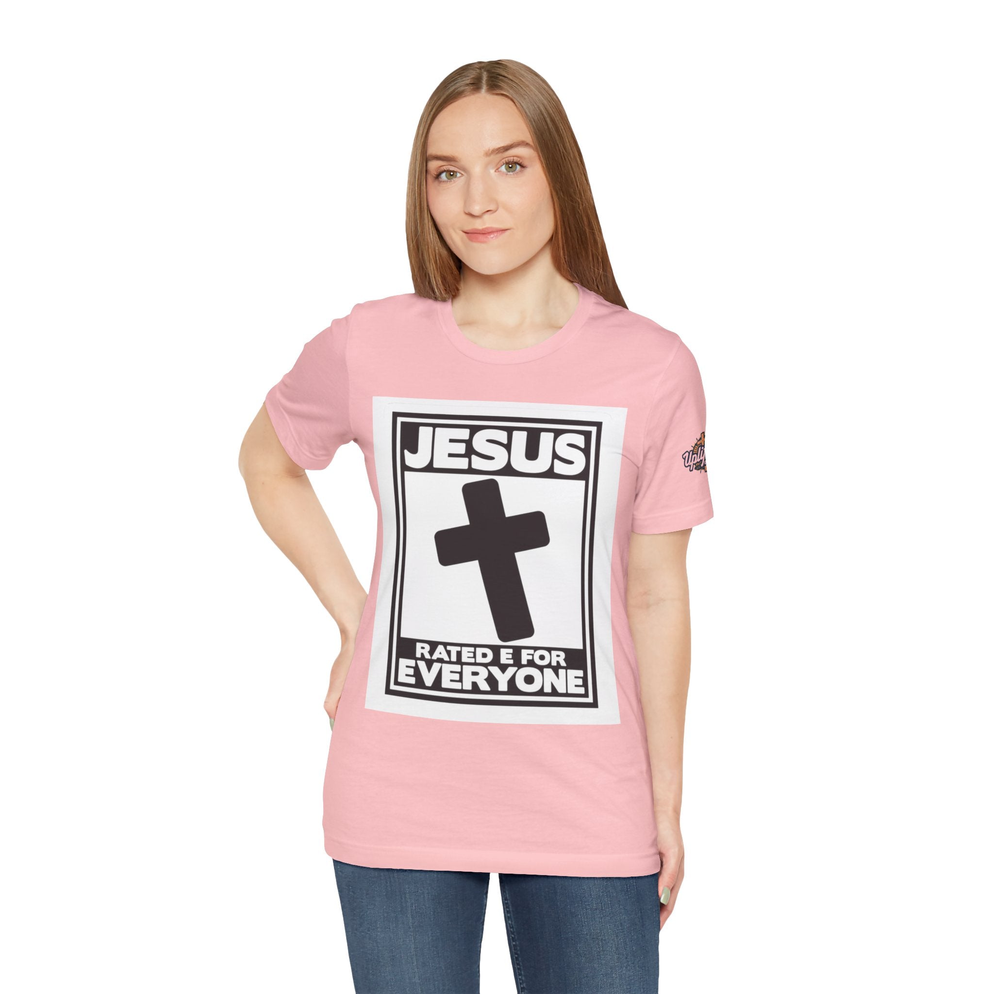 Jesus, Rated E for Everyone T-shirt - Gamer Faith T-shirt - Christian Video Game Parody Printify
