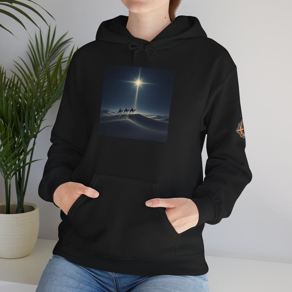 3 Wise Men Hoodie – Magi Camels Nativity Journey Christian Christmas Sweatshirt for Epiphany Faith & Holy Night Printify
