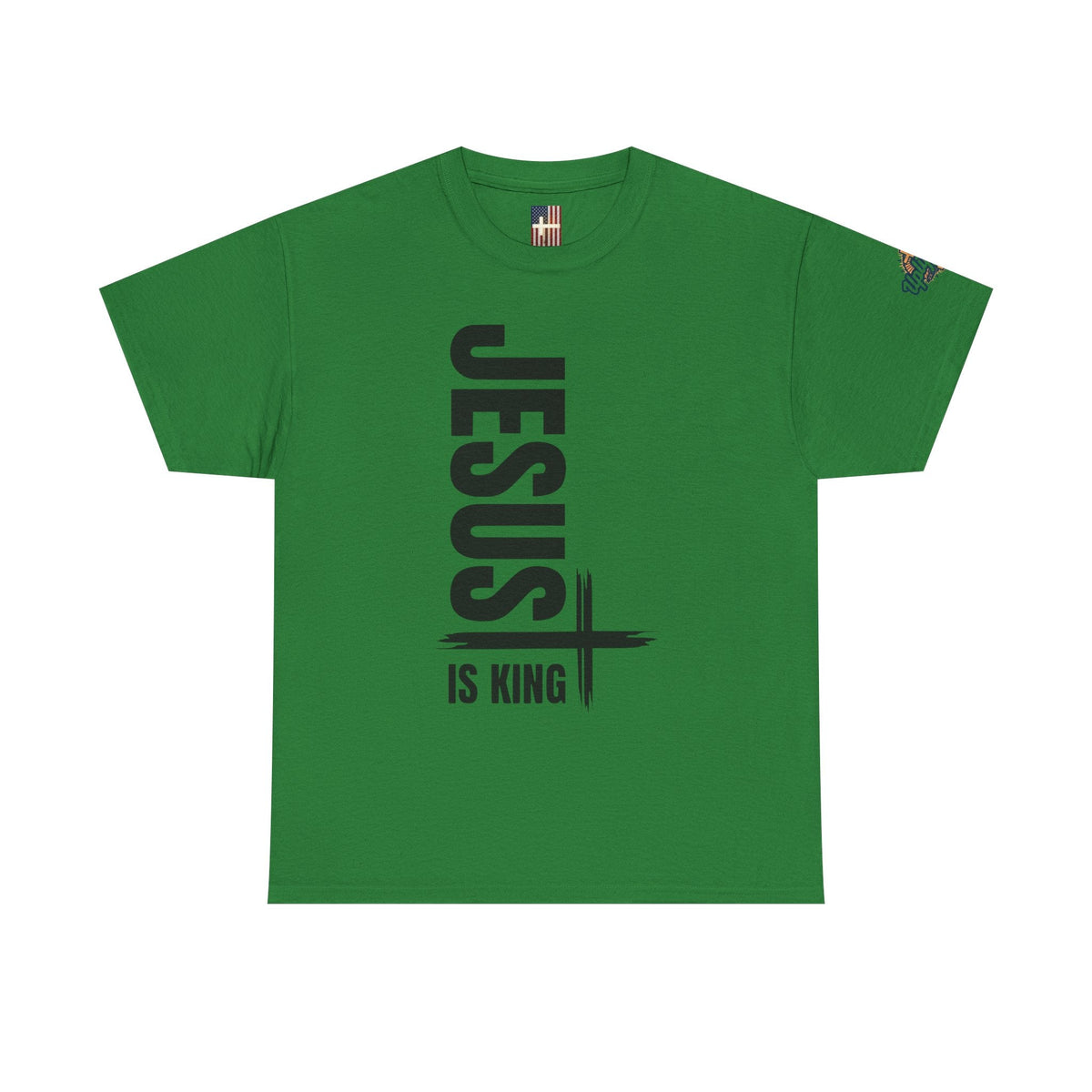 Jesus Is King T-shirt | Modern Typographic Cross Christian T-shirt Printify