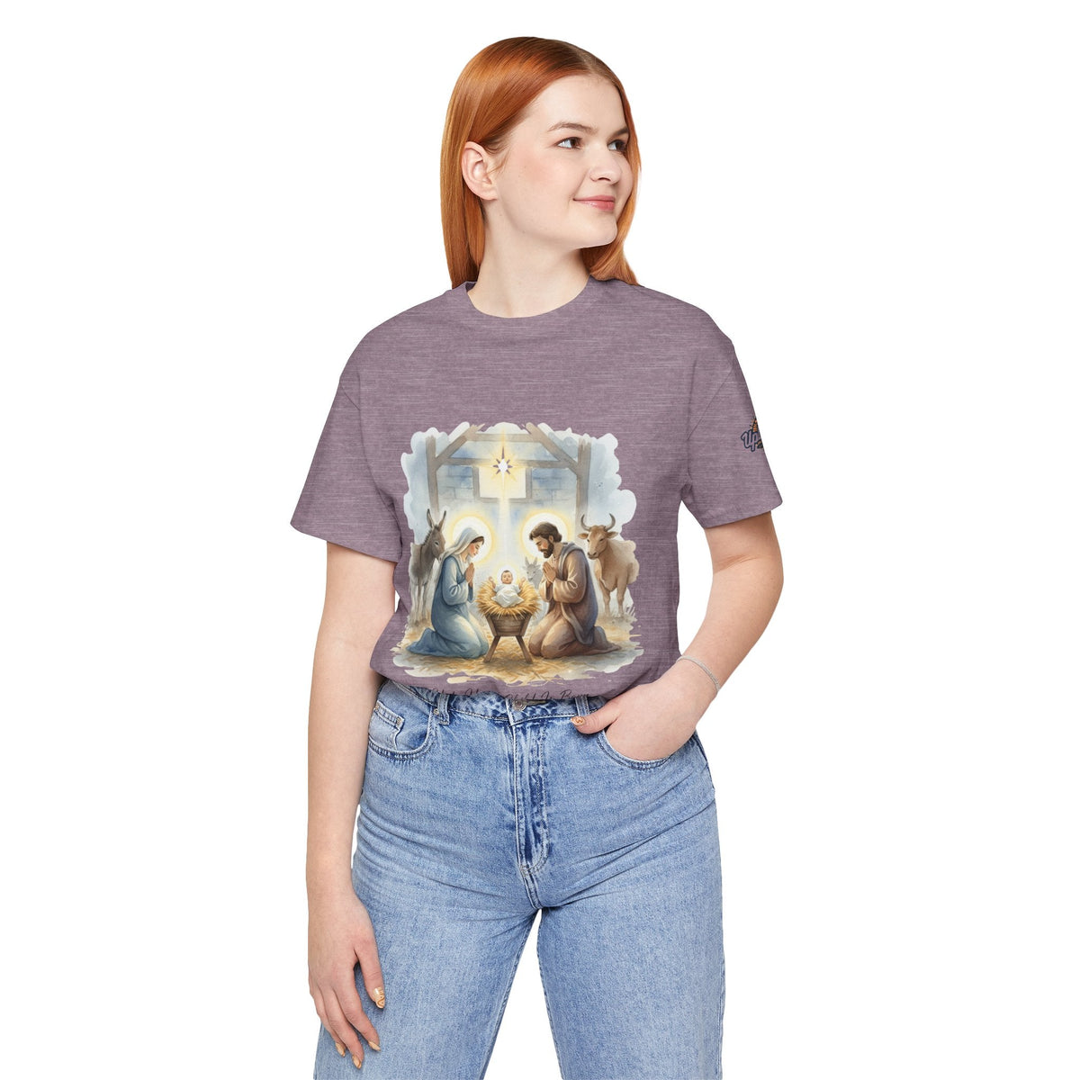 Unto Us a Child is Born T-shirt – Isaiah 9:6 Nativity Manger Scene Christian Christmas T-shirt for Holy Night Faith Printify