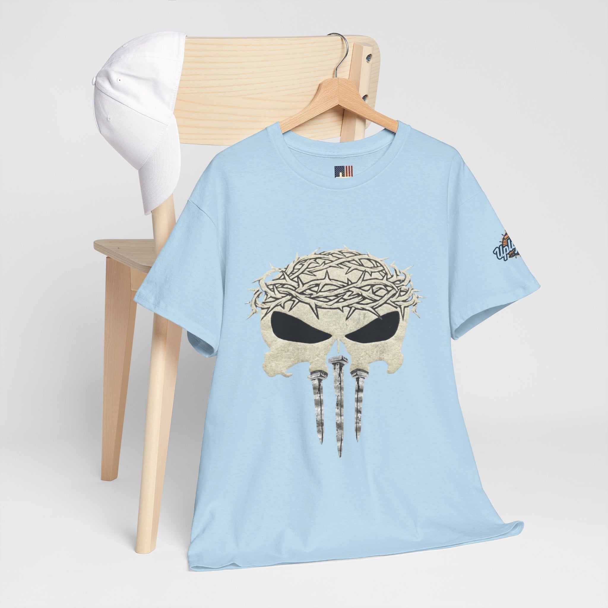 Christian Skull T-shirt - Crown of Thorns & Nails - Warrior Faith T-shirt Printify