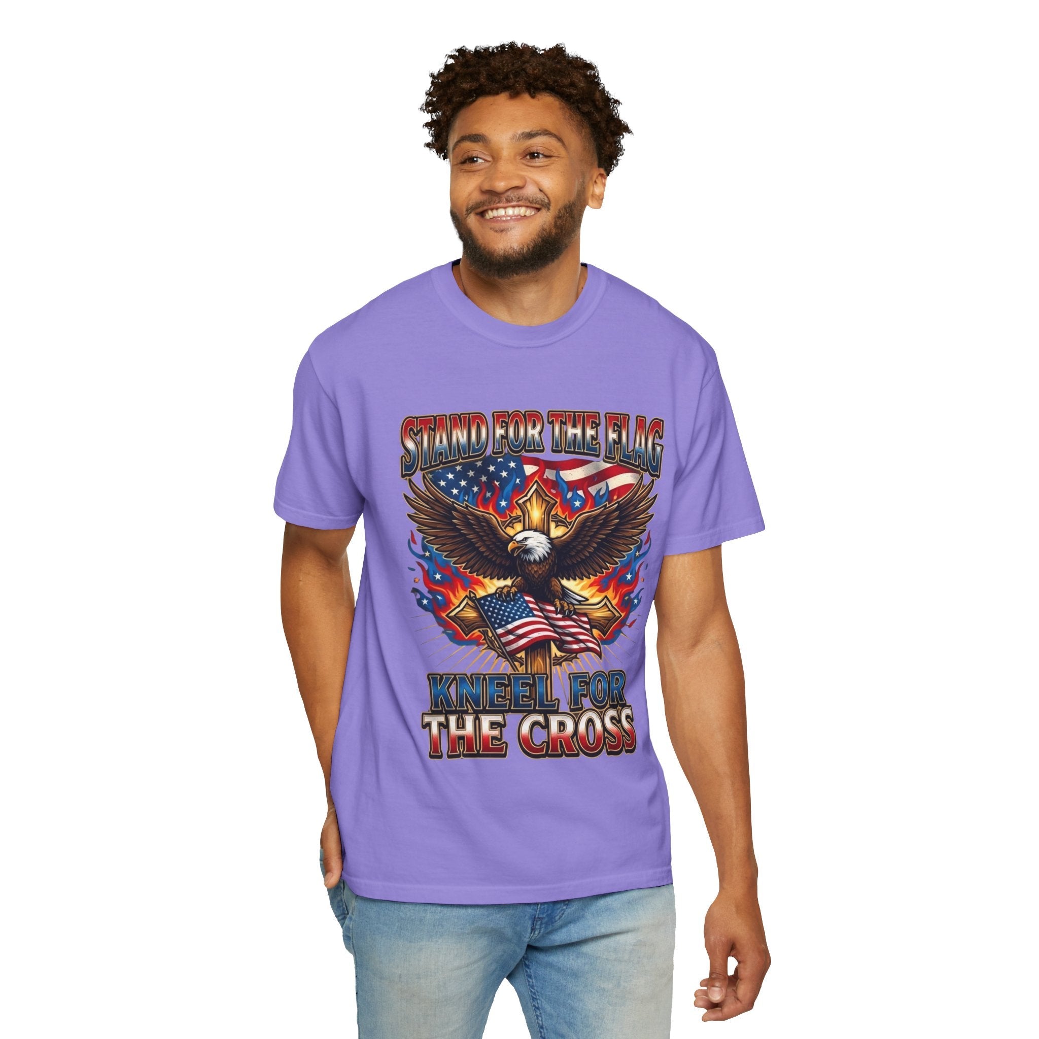 Stand for the Flag Kneel for the Cross T-shirt | Patriotic Eagle T-shirt Printify