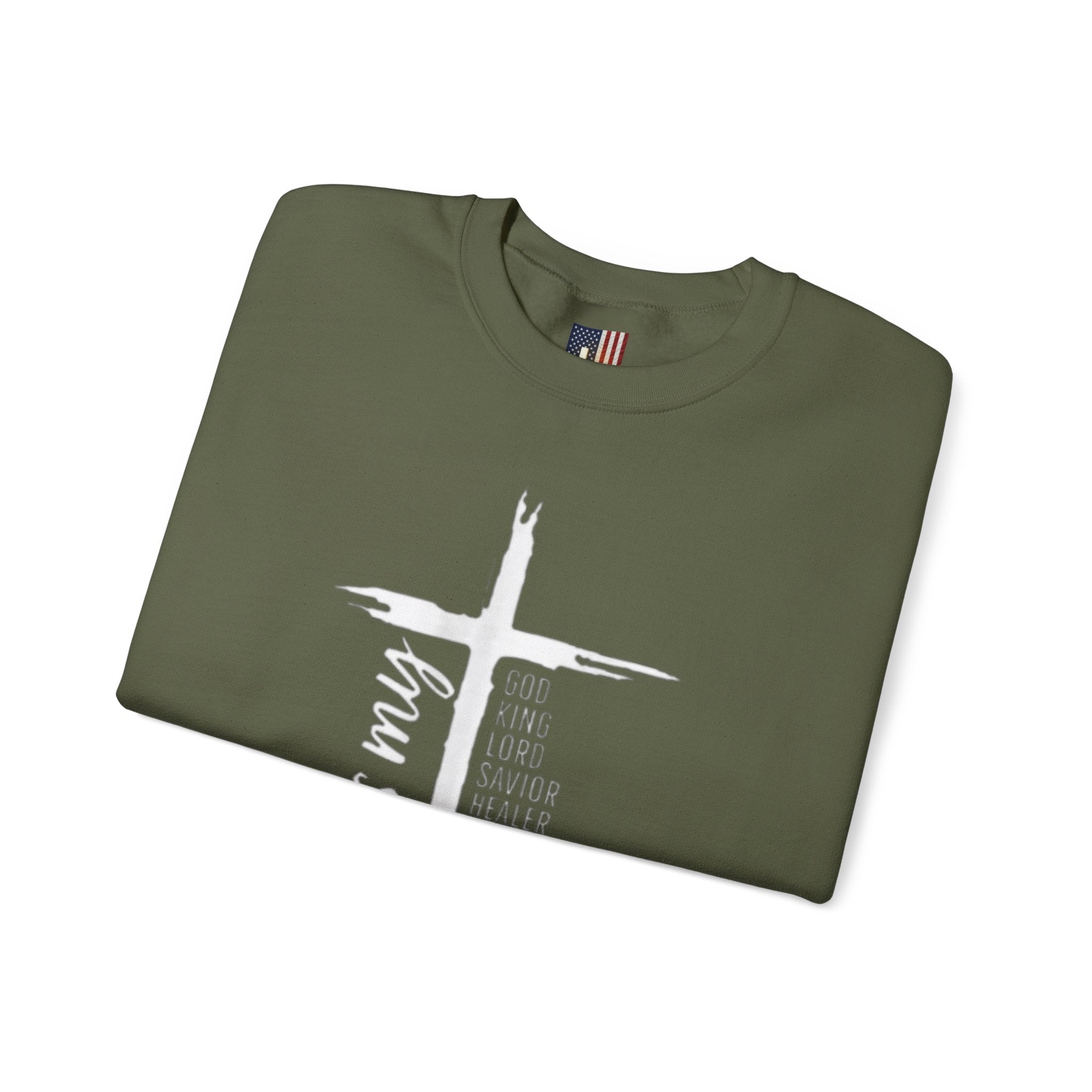 Jesus Is My Everything Sweatshirt – Cross List God King Lord Savior Christian Sweatshirt for Total Surrender Faith Printify