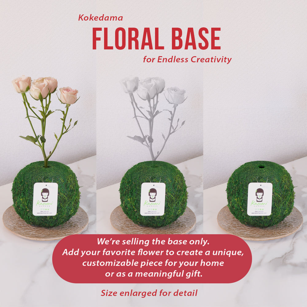 Natural MOSS 4.5" Kokedama Floral Base - Perfect for Single Stems, Fresh Flowers, Dried Blooms, and Minimalist Home Decor Kazumi Garden