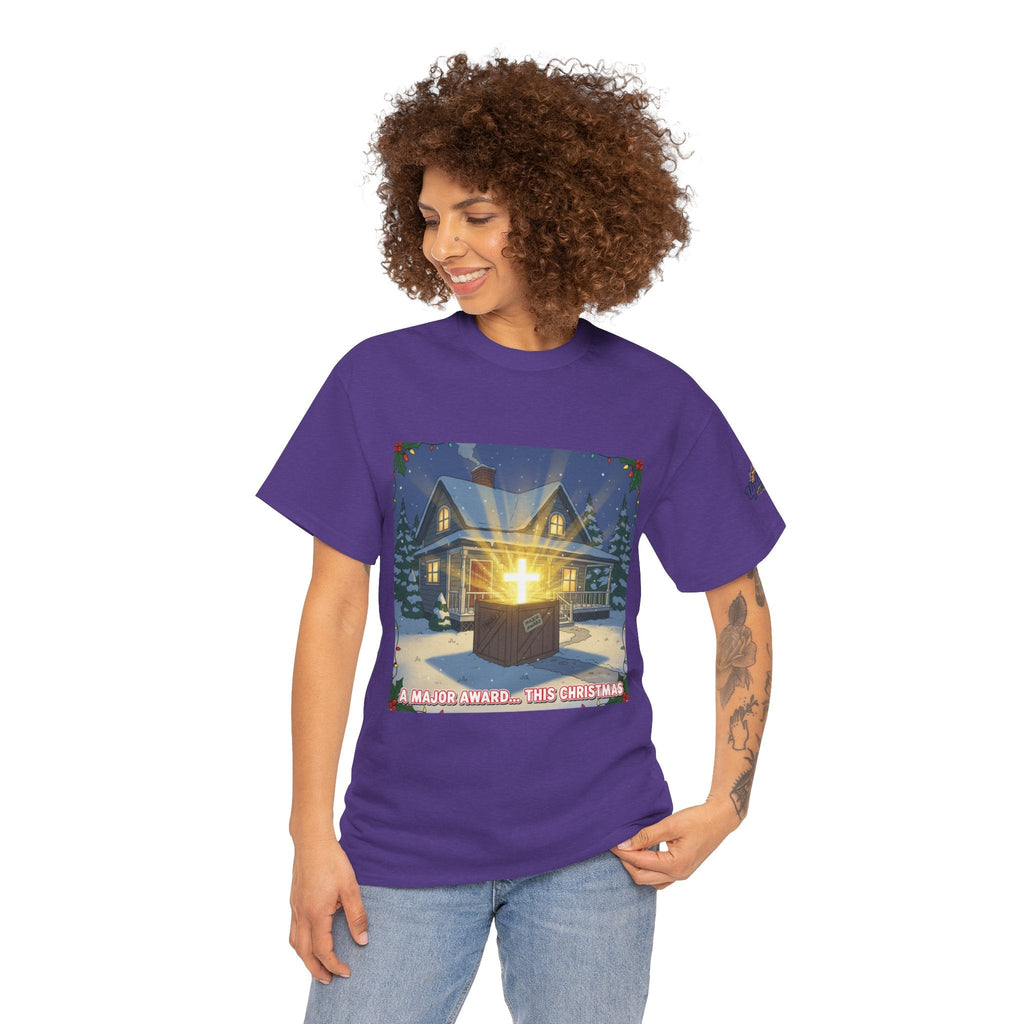 A Major Award This Christmas T-shirt – Fragile Leg Lamp Parody Cross Unboxing Christian T-shirt for Hilarious Faith & Holiday Glow Printify