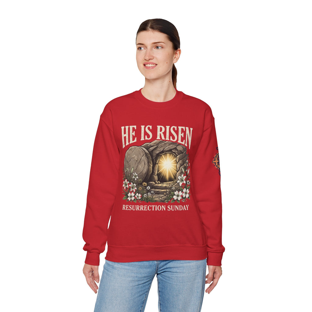 He Is Risen Sweatshirt — Jesus Christ Resurrection Easter Sweatshirt Printify