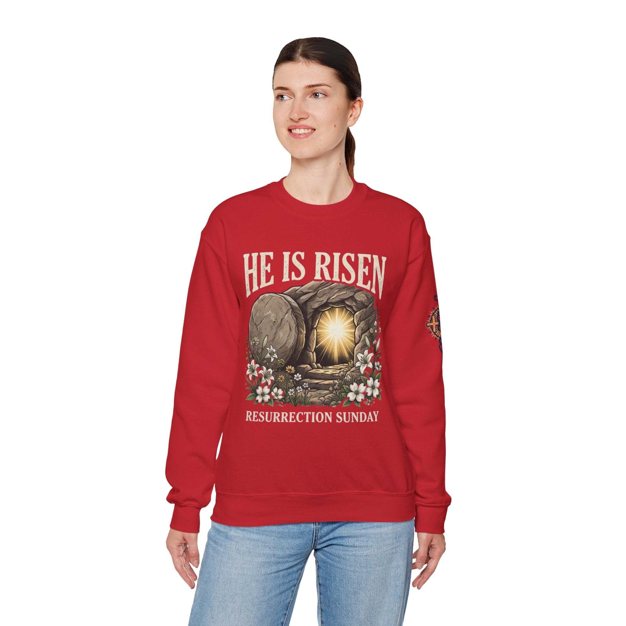 He Is Risen Sweatshirt — Jesus Christ Resurrection Easter Sweatshirt Printify