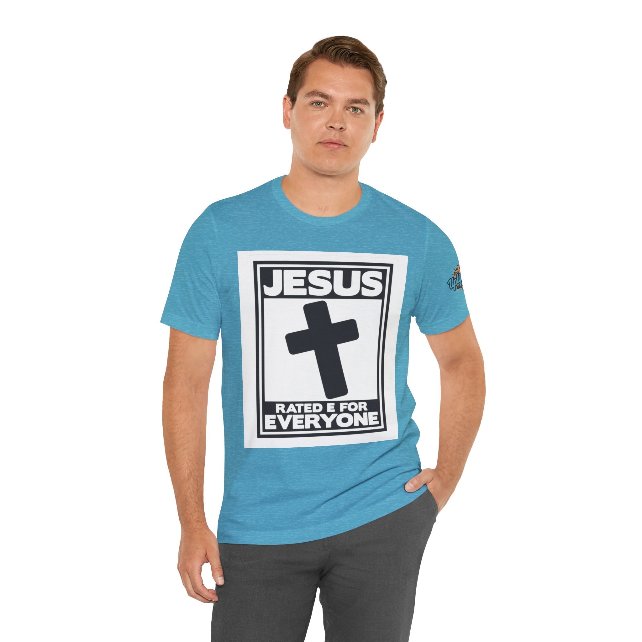 Jesus, Rated E for Everyone T-shirt - Gamer Faith T-shirt - Christian Video Game Parody Printify
