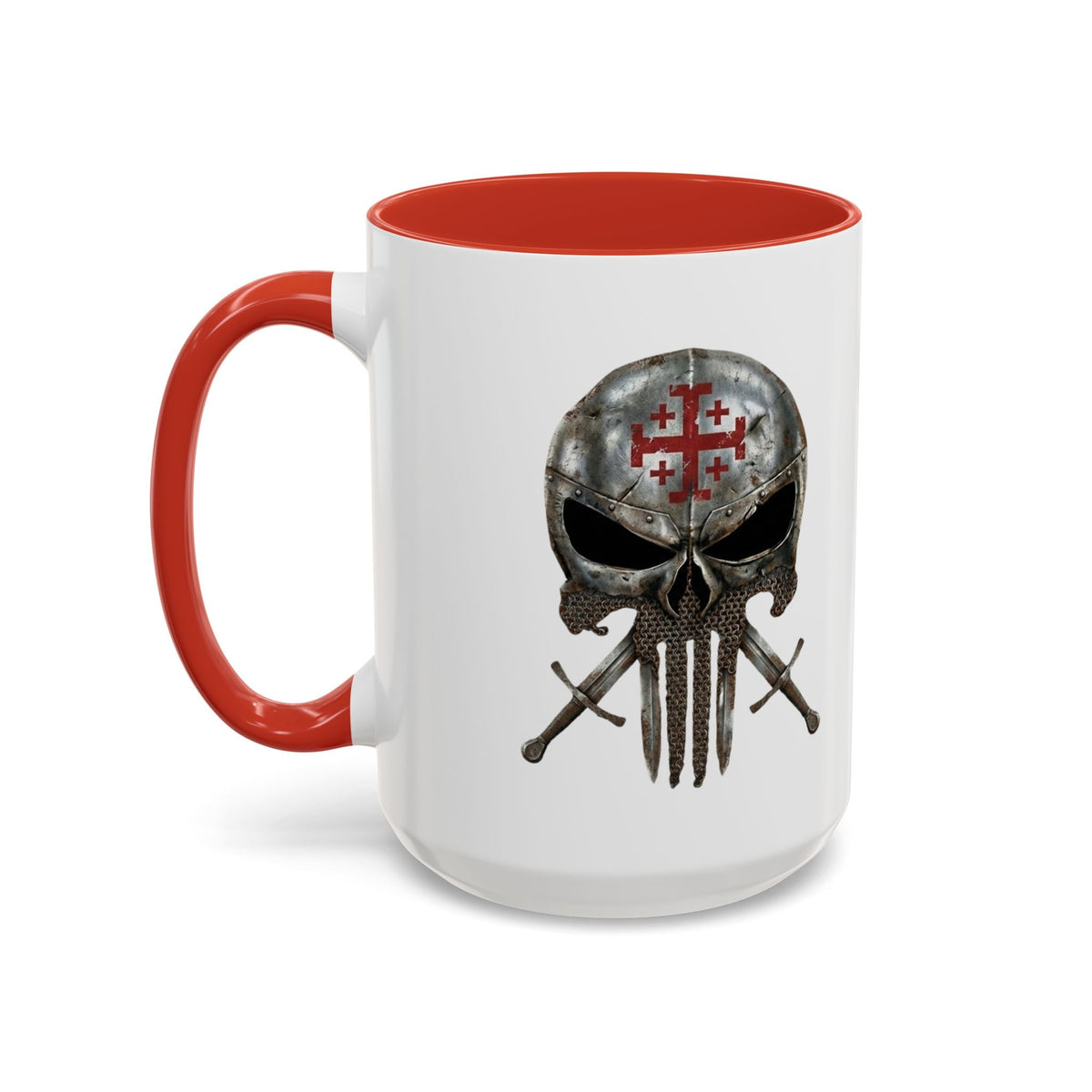 Crusader Knight Coffee Mug — 'Armor of God' Christian Skull 11/15oz Accent Mug Printify