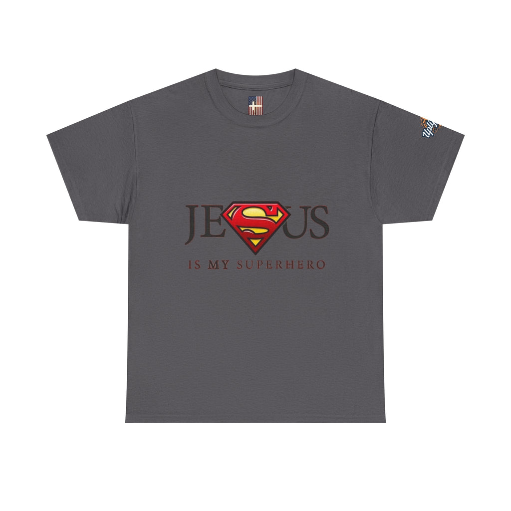 Jesus Is My Superhero T-Shirt — Faith-Based Superman-Inspired Tee Printify