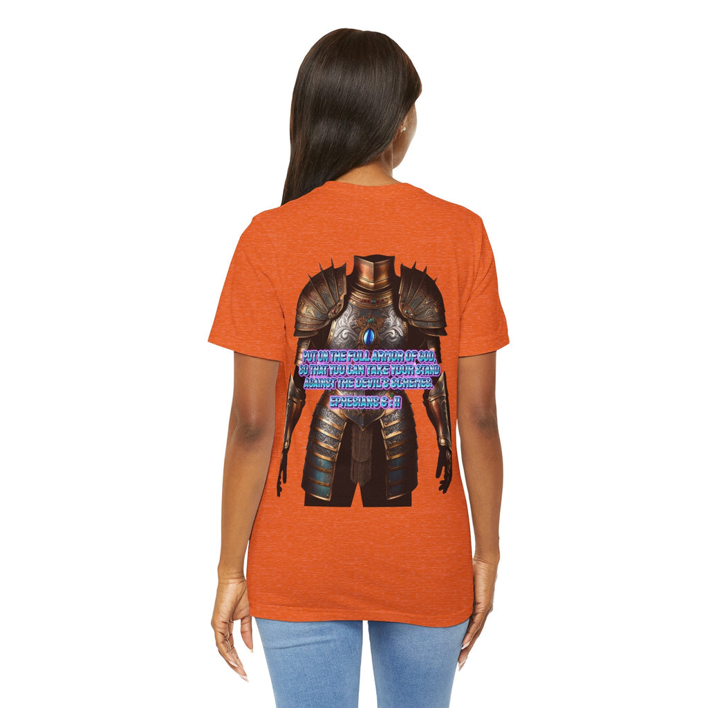 Religious Graphic Tee with Armor Of God Design Unisex Jersey Short Sleeve Tee Printify