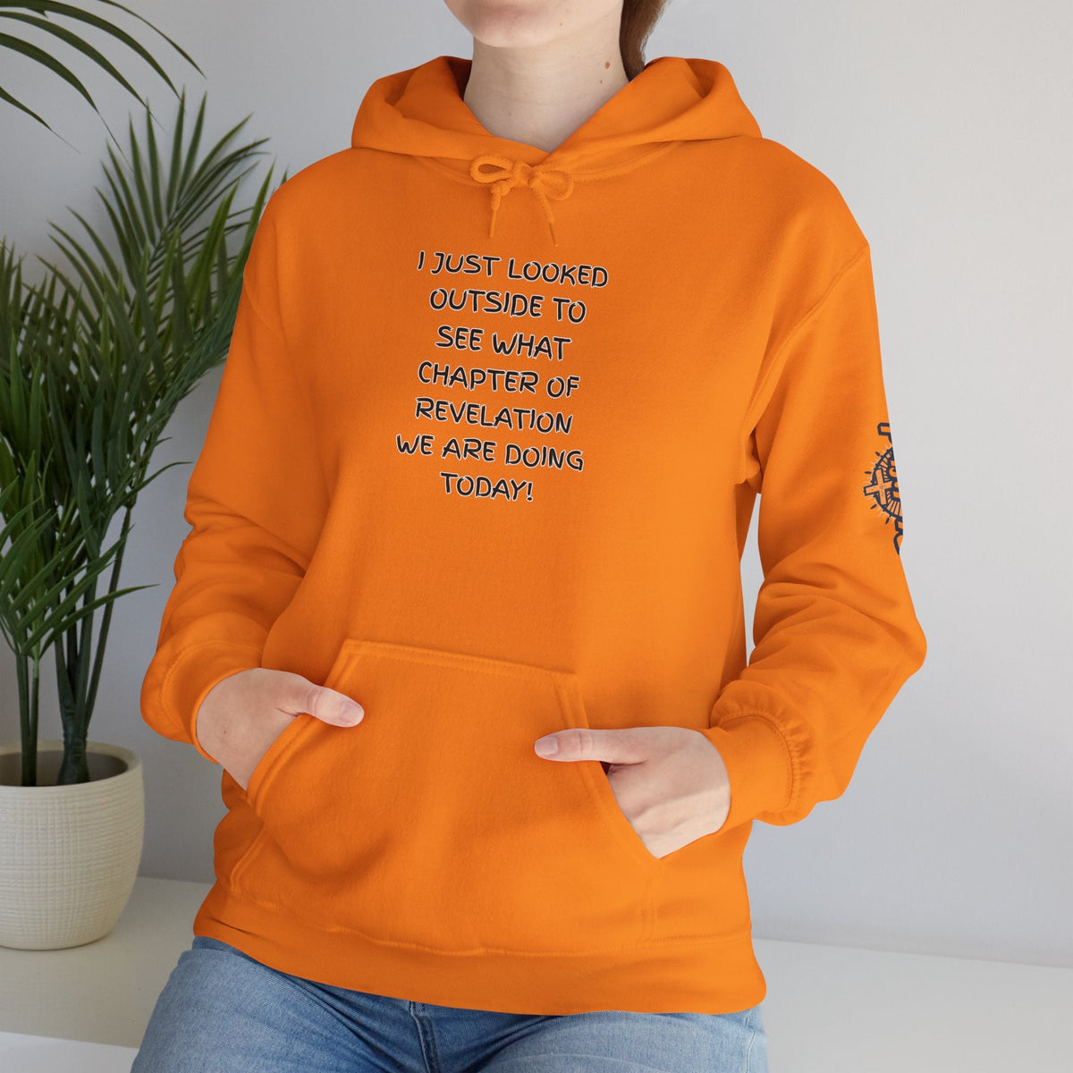 What Chapter of Revelation Hoodie – I Looked Outside My Window Christian Sweatshirt for End Times Humor & Faith Printify