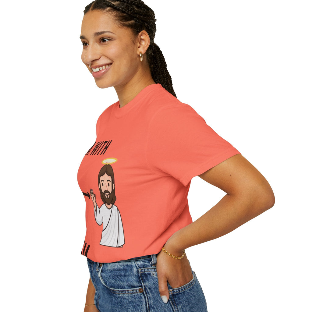 🔥 I’m With Him → Christian T-Shirt | Arrow Pointing to Jesus | Minimalist Faith Tee | Subtle Cross Design | Bible-Inspired Apparel by Uplifted Gear Printify