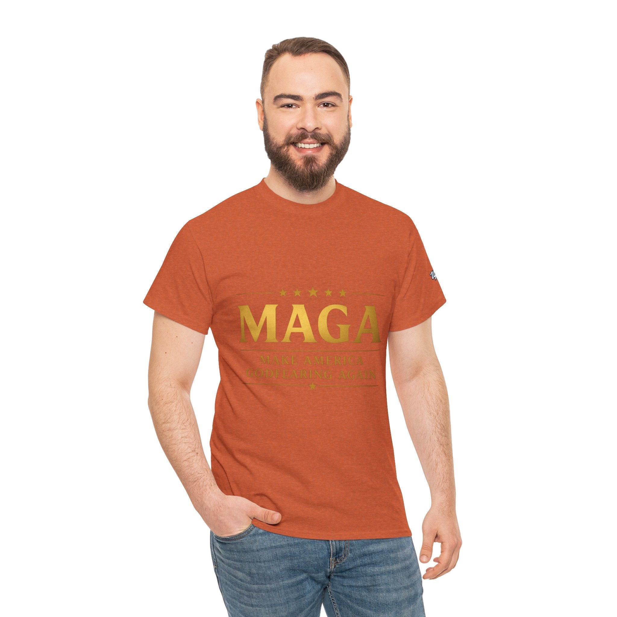 MAGA Gold Letter T-Shirt — "Make America Great Again" Printify