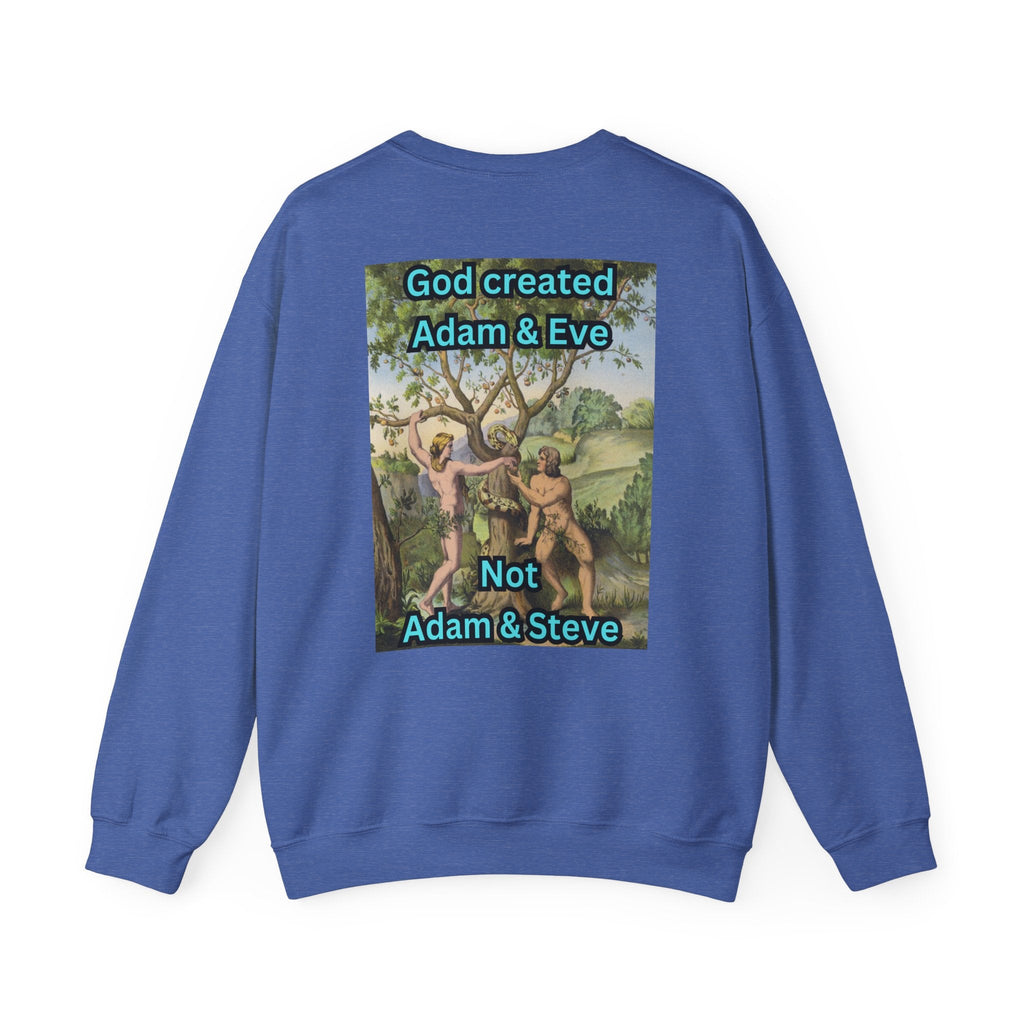 God Created Adam and Eve Sweatshirt – Biblical Truth Christian Sweatshirt for Unshakable Faith Printify