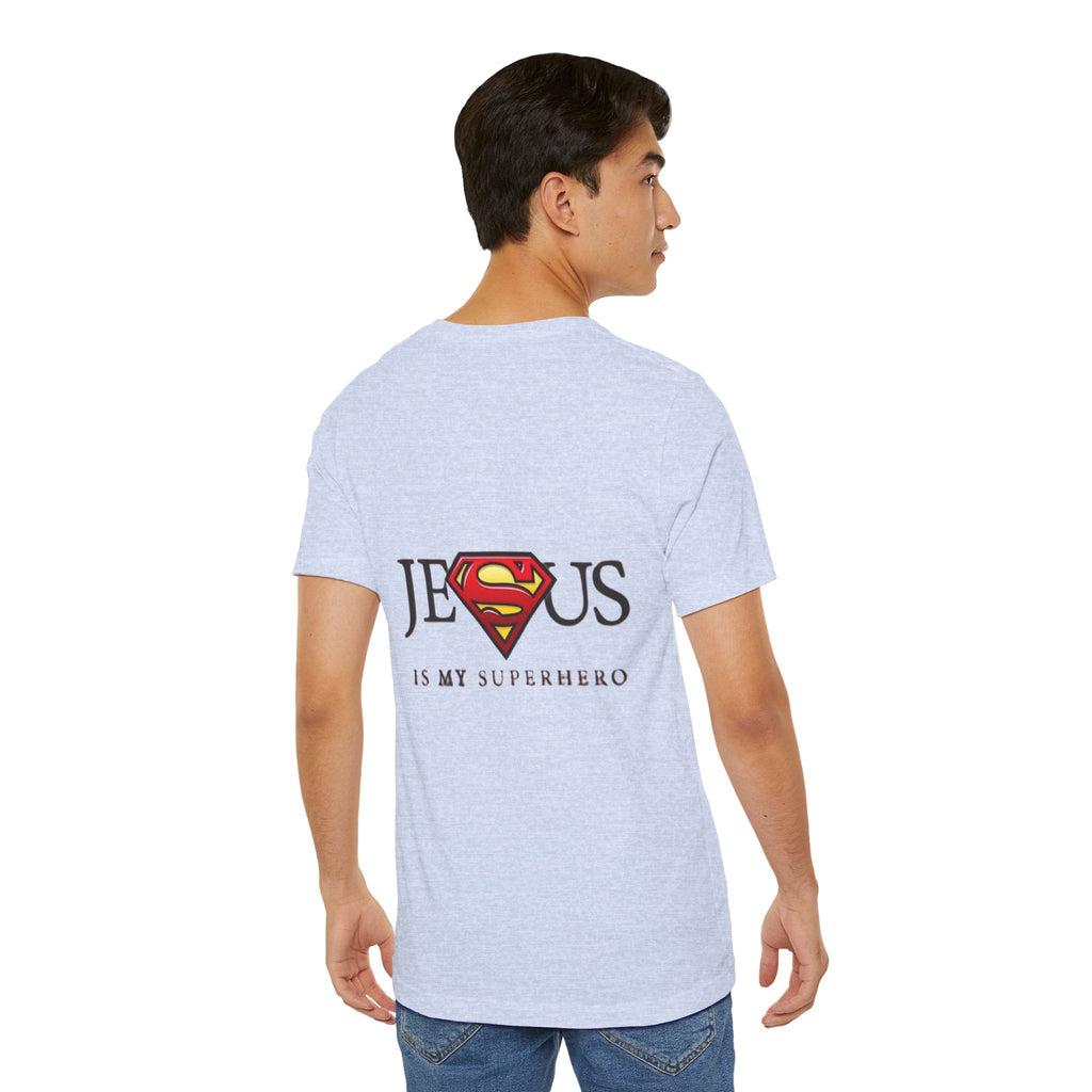 Jesus Is My Superhero T-Shirt — Faith-Based Superman-Inspired Tee Printify