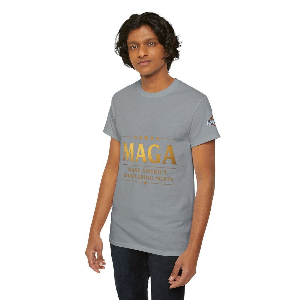 MAGA Gold Letter T-Shirt — "Make America Great Again" Printify