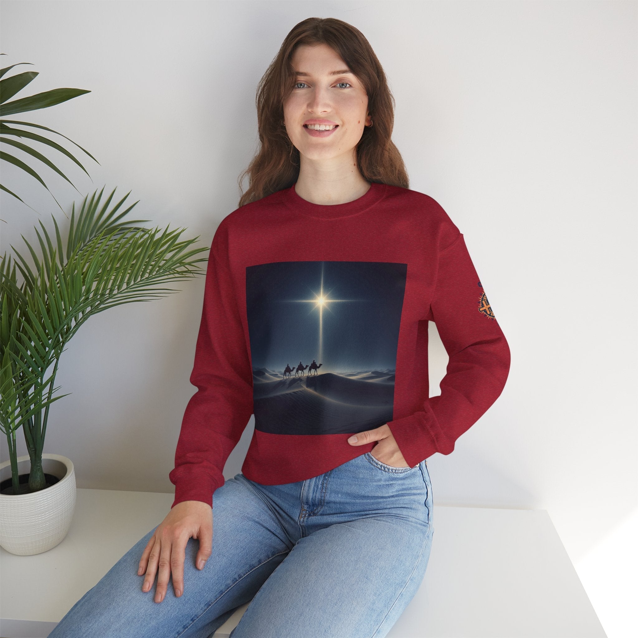 3 Wise Men Sweatshirt – Magi Camels Nativity Journey Christian Christmas Sweatshirt for Epiphany Faith & Holy Night Printify