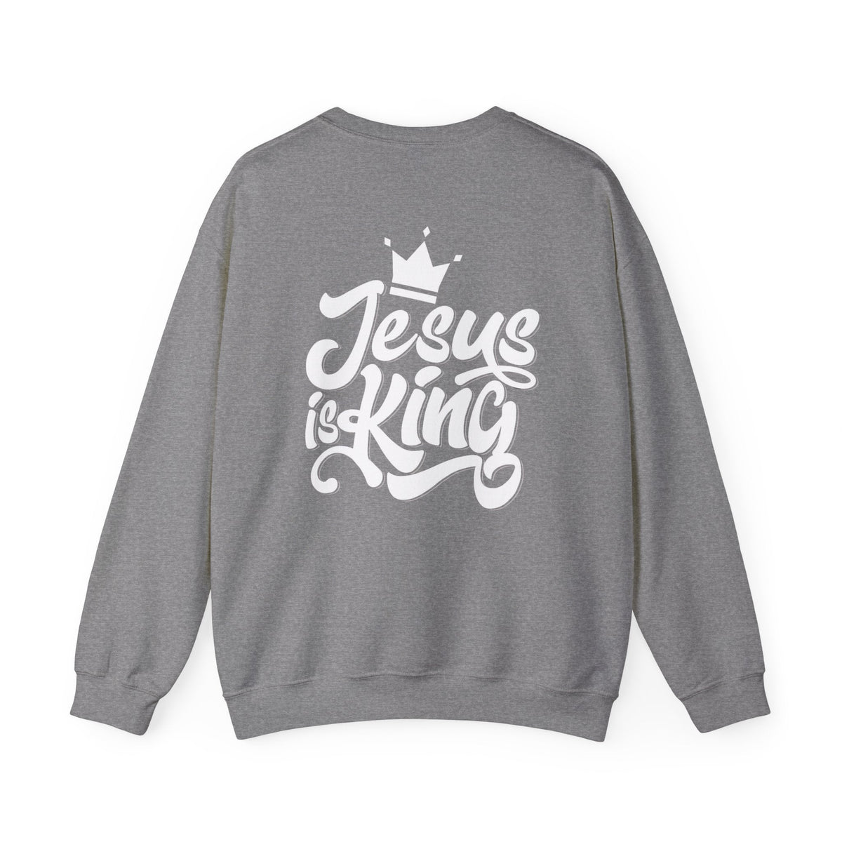 Jesus is King Sweatshirt – Bold Crown & Cross Christian Hoodie for Eternal Faith & Comfort Printify