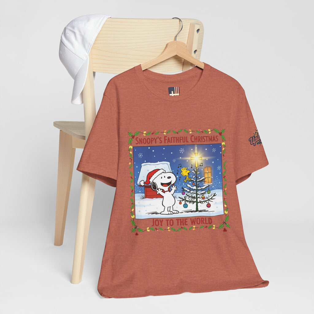 🎄 Faithful Christmas Friends – Christian Holiday T-Shirt | Festive Tree & Cartoon Duo | Heartwarming Christmas Tee by Uplifted Gear Printify