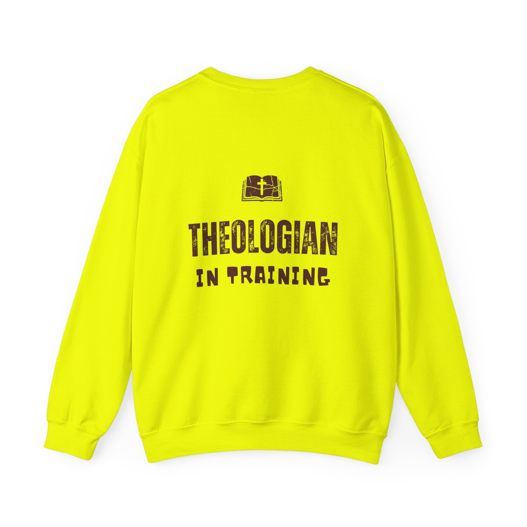 Theologian in Training Sweatshirt – Open Bible & Cross Christian Sweatshirt for Faithful Growth Printify