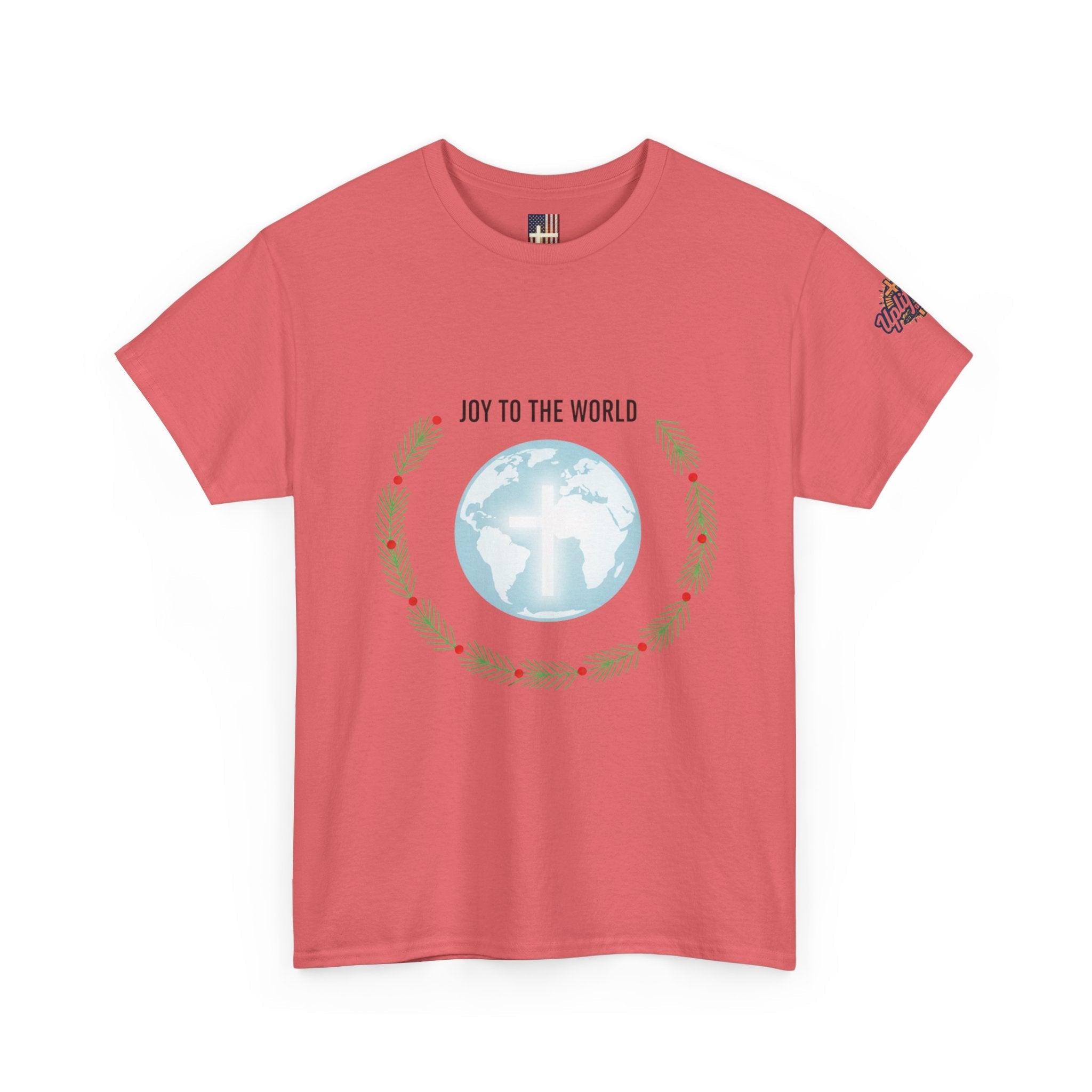 Joy to the World T-shirt – Wreath Earth Nativity Christian Christmas T-shirt for Isaiah 9:6 Holiday Faith & Festive Joy Printify