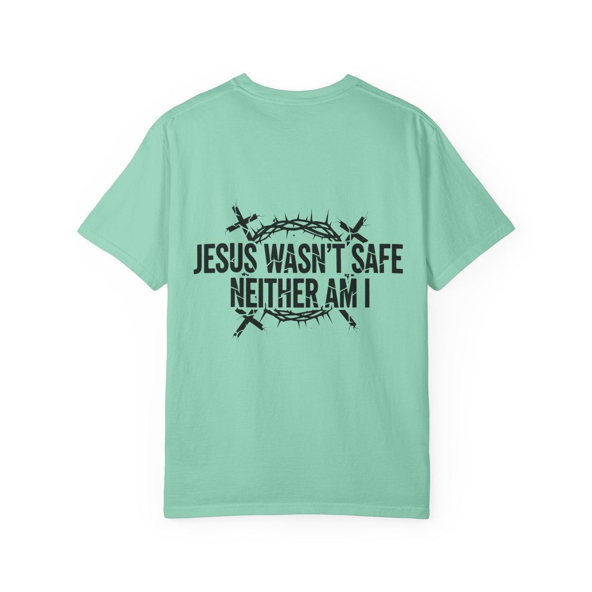 ⚡ Jesus Wasn’t Safe – Neither Am I | Bold Christian T-Shirt | Storm-Walking Faith Tee | Minimalist Black & White Design | Uplifted Gear Printify