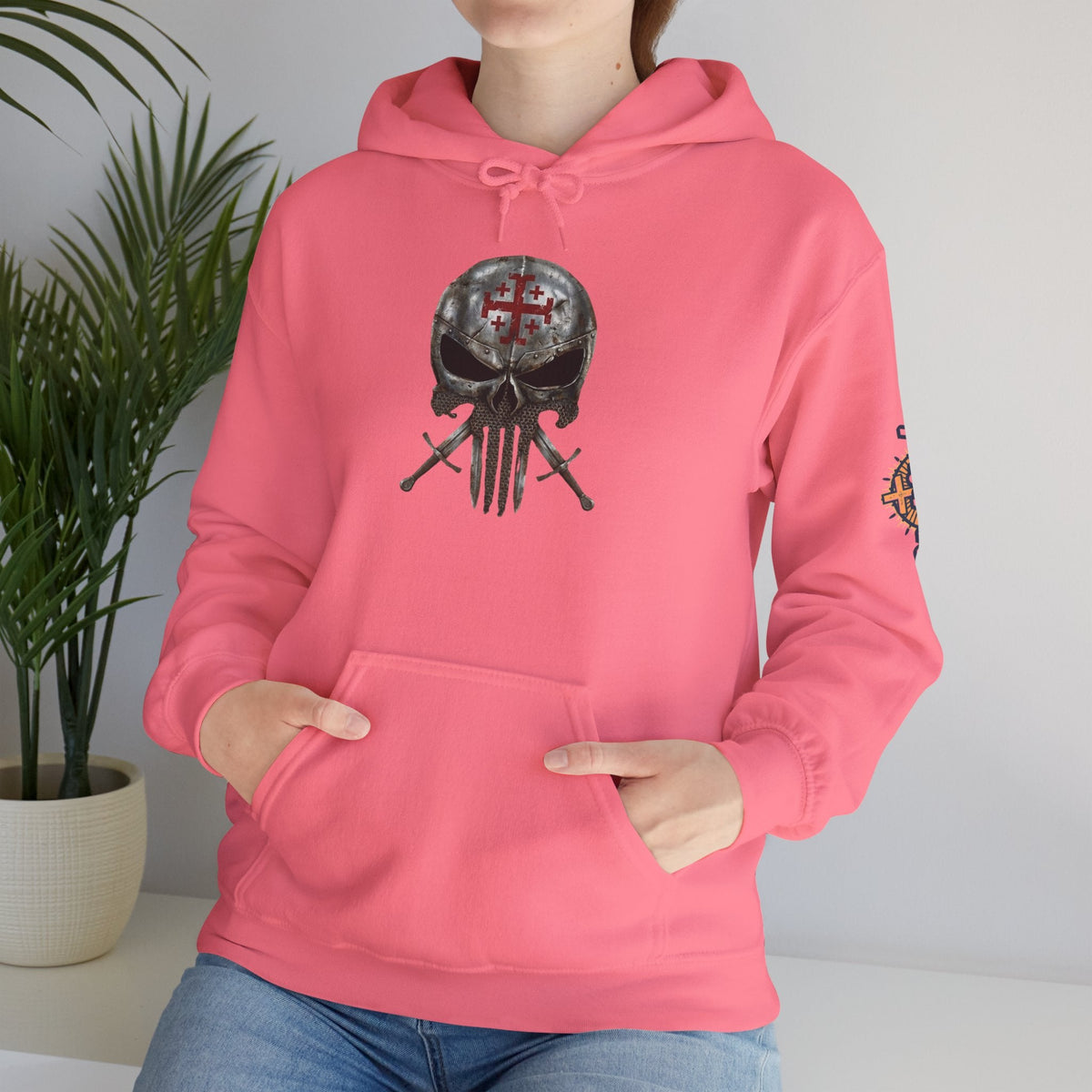 Crusader Knight Christian Skull Hoodie - Warrior Armor of God Hoodie Printify
