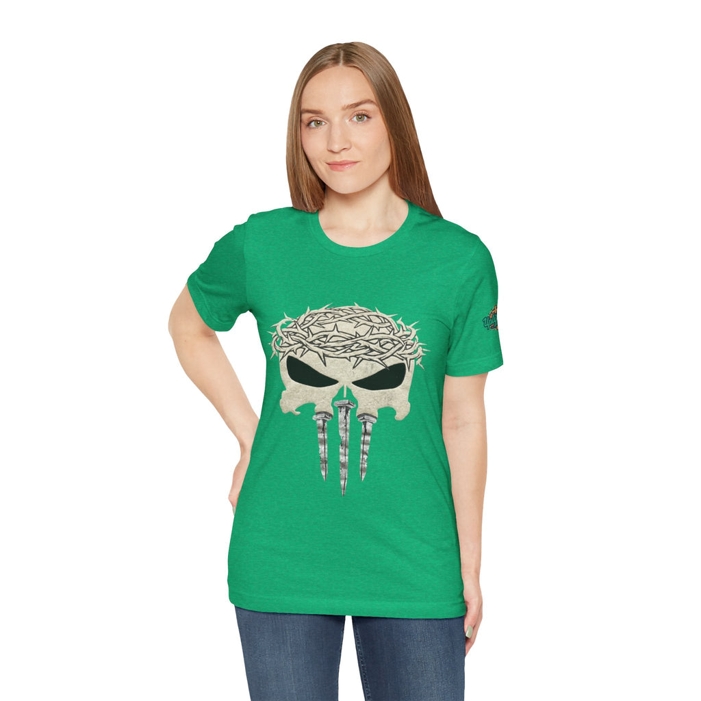 Christian Skull T-shirt - Crown of Thorns & Nails - Warrior Faith T-shirt Printify