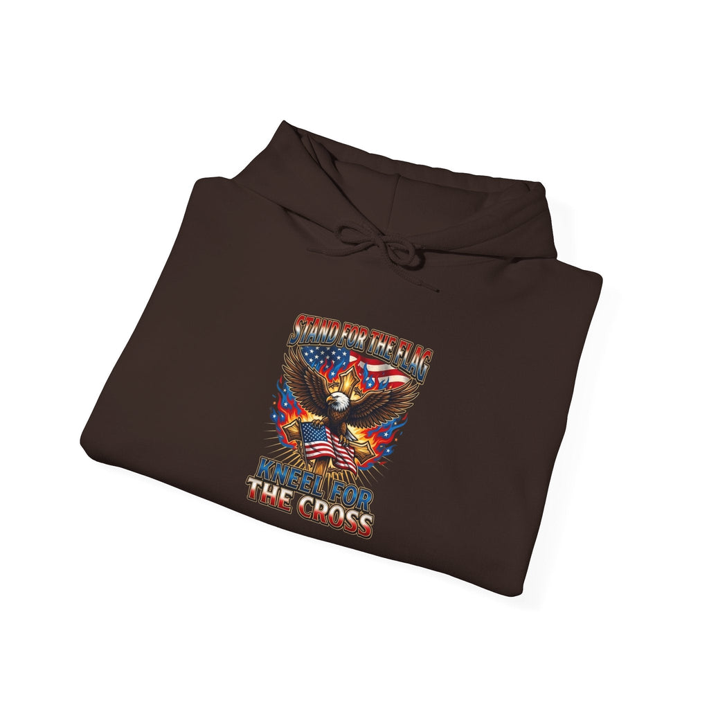 Stand for the Flag Kneel for the Cross Hoodie | Patriotic Eagle Hoodie Printify
