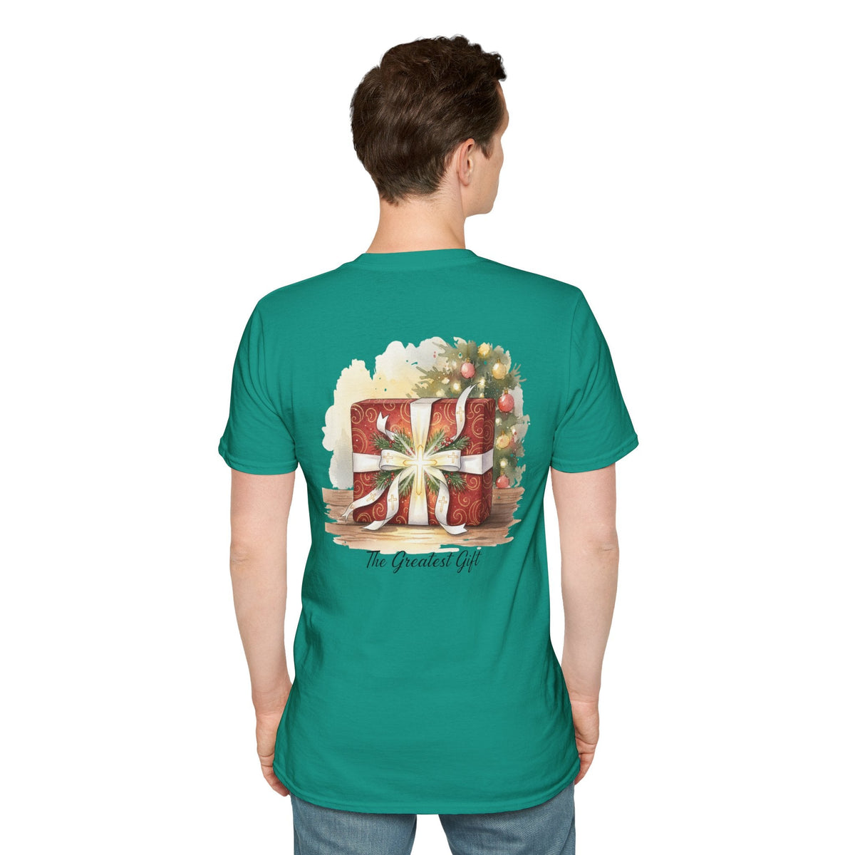The Greatest Gift T-shirt – Cross Bow Present Christian T-shirt for Christmas Salvation & Eternal Faith Printify