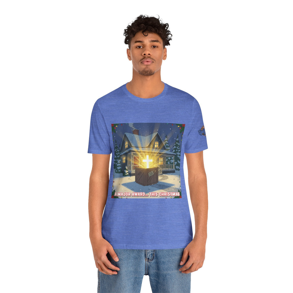 A Major Award This Christmas T-shirt – Fragile Leg Lamp Parody Cross Unboxing Christian T-shirt for Hilarious Faith & Holiday Glow Printify