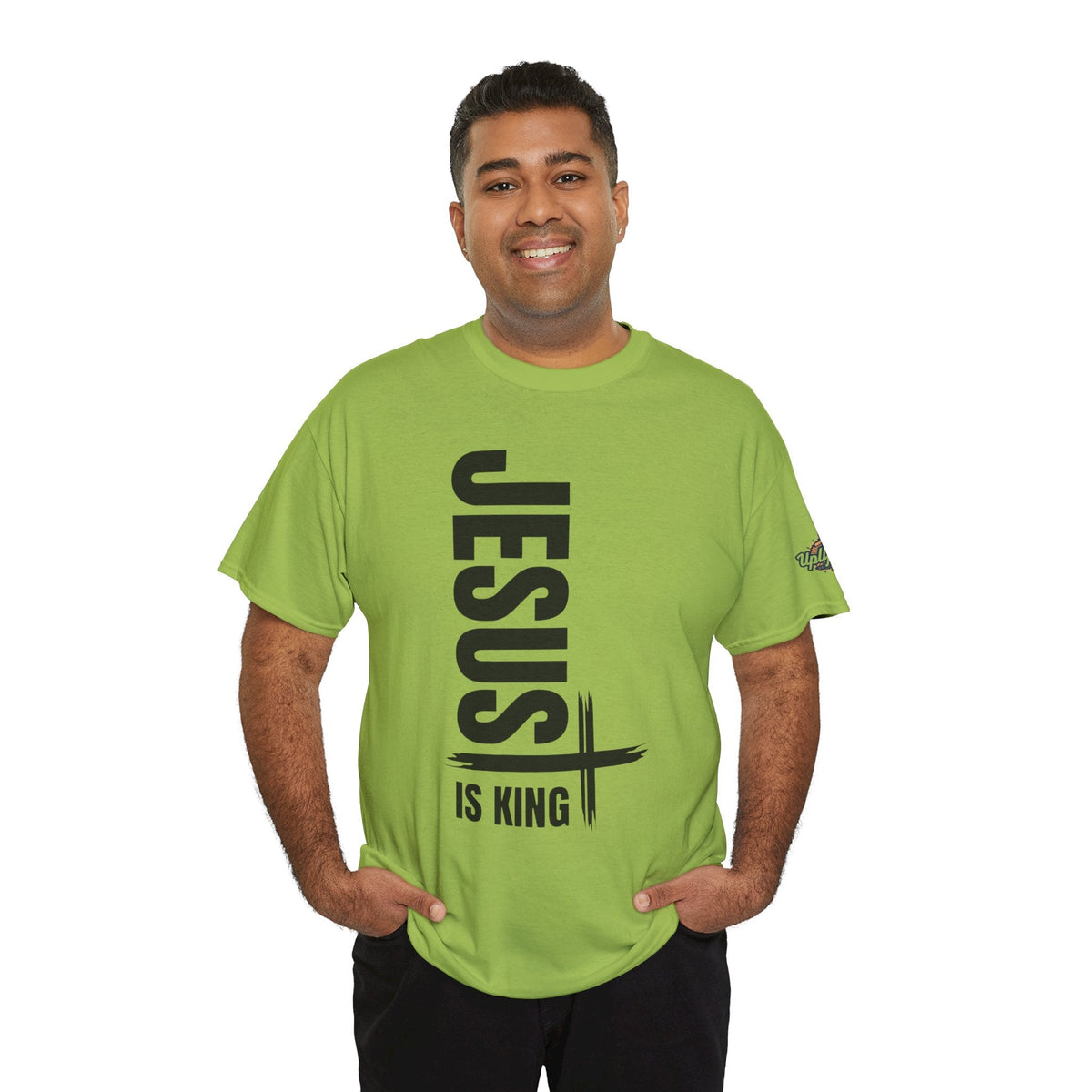 Jesus Is King T-shirt | Modern Typographic Cross Christian T-shirt Printify