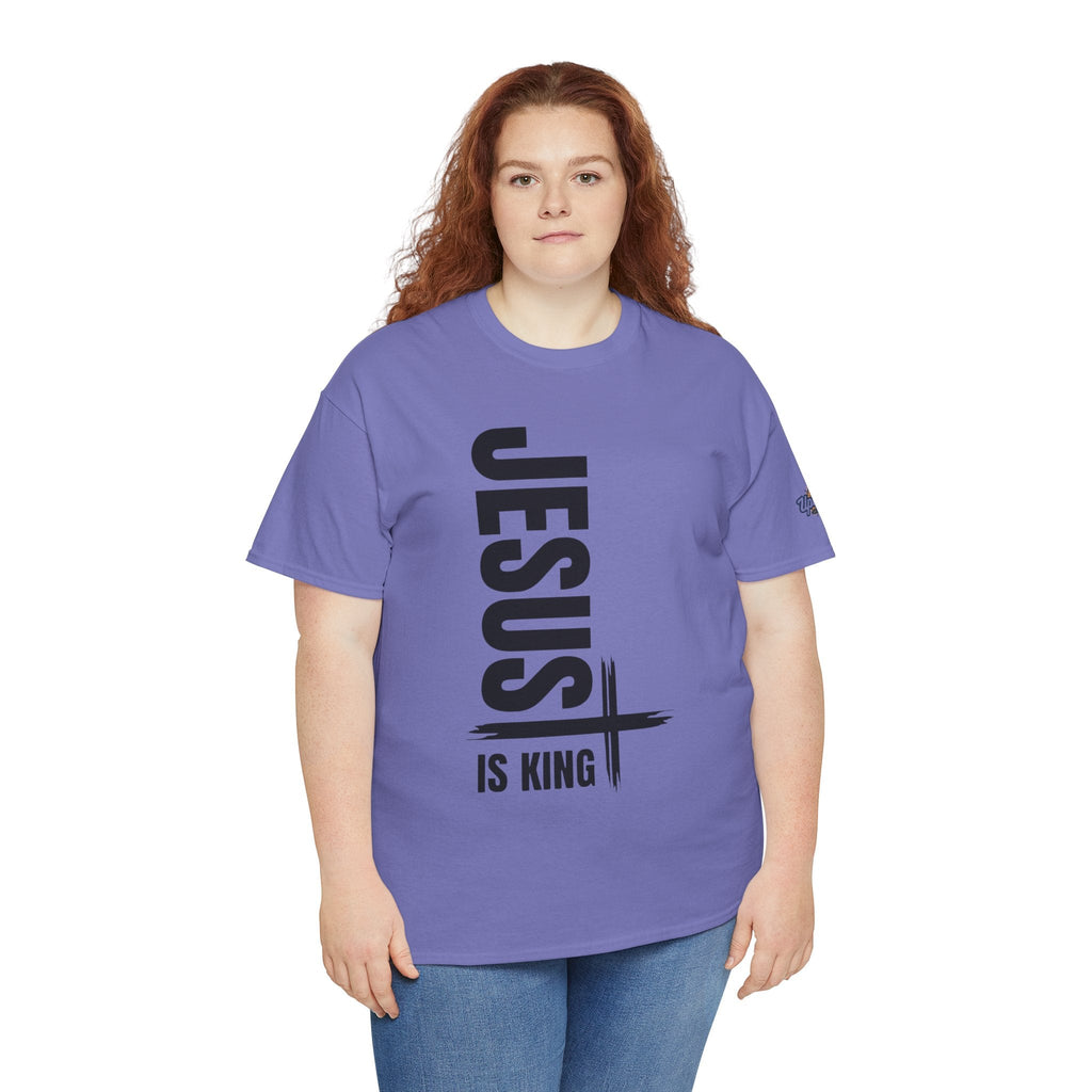 Jesus Is King T-shirt | Modern Typographic Cross Christian T-shirt Printify