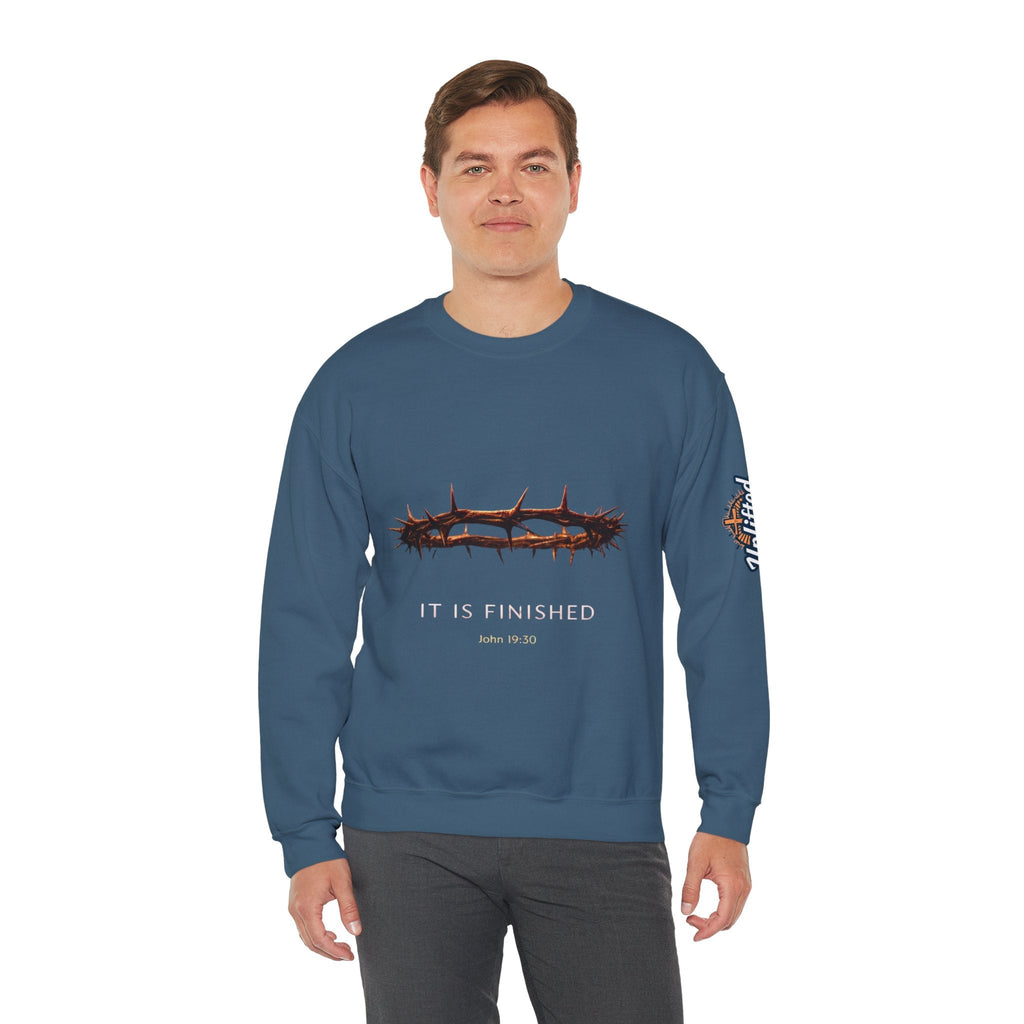 It Is Finished Crown of Thorns Sweatshirt — Christian John 19:30 Faith Sweatshirt Printify