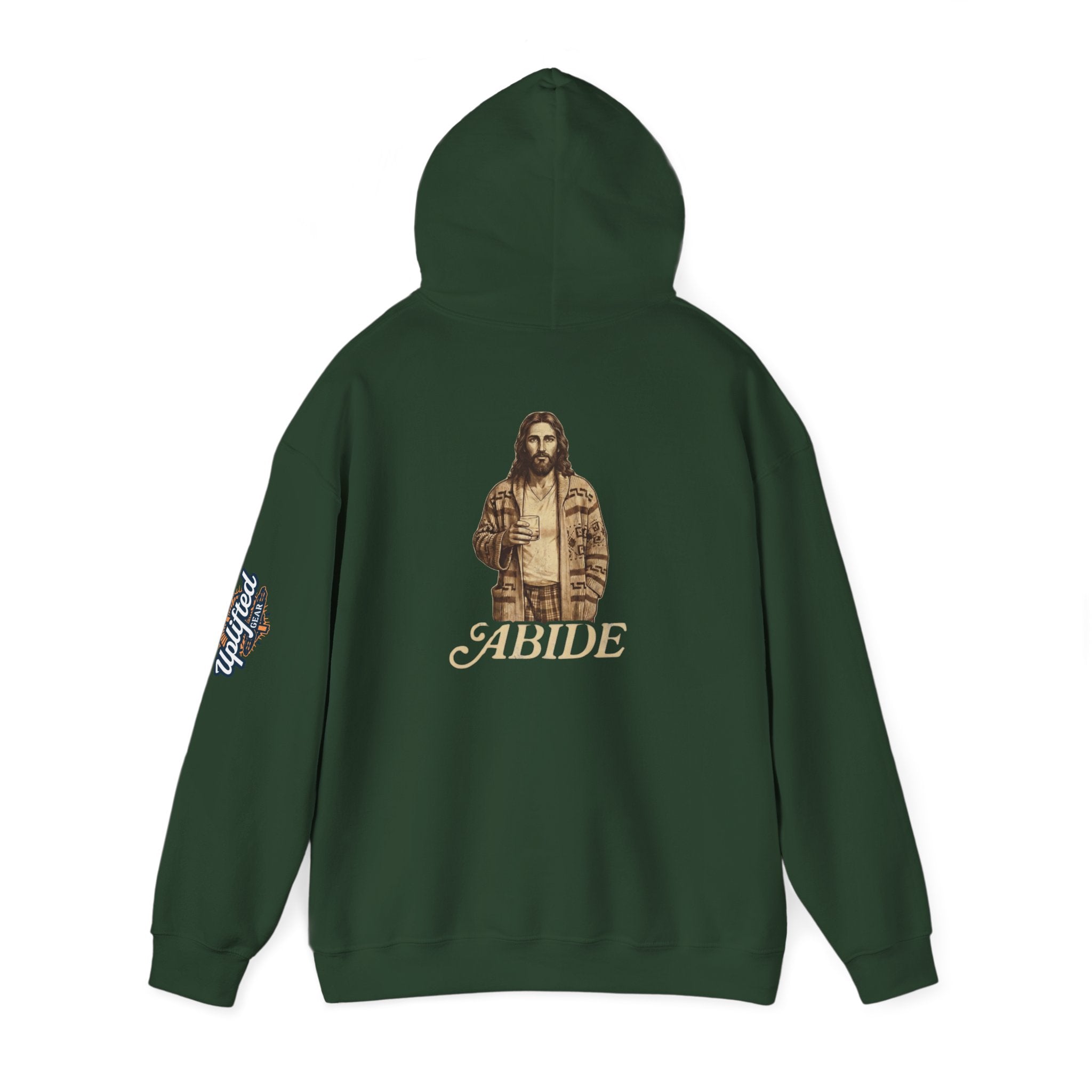 Abide Jesus Hoodie — Vintage 'The Dude' Religious Graphic Hoodie Printify