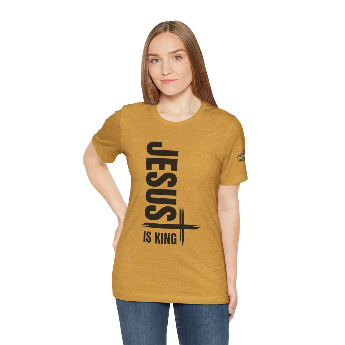 Jesus Is King T-shirt | Modern Typographic Cross Christian T-shirt Printify