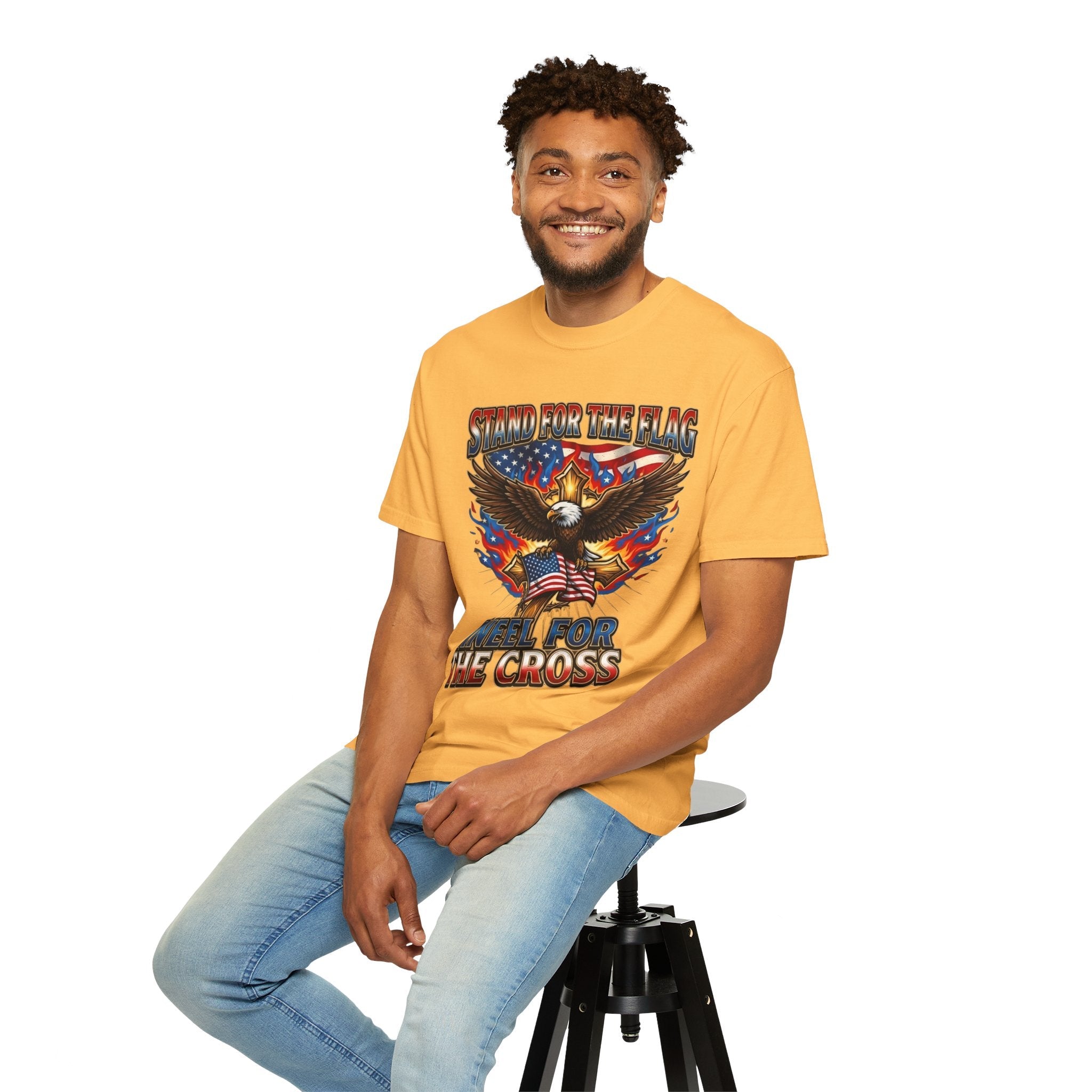 Stand for the Flag Kneel for the Cross T-shirt | Patriotic Eagle T-shirt Printify