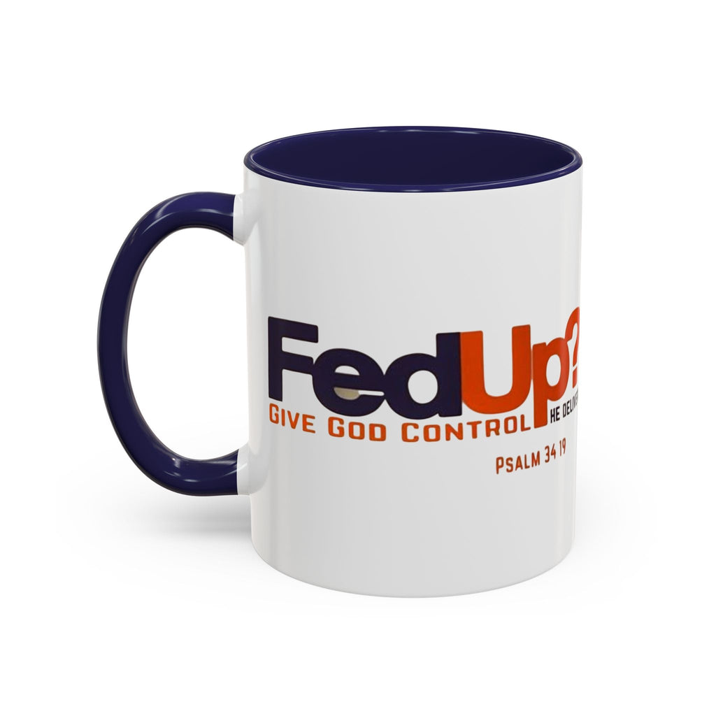 Funny Christian Coffee Mug — “Give God Control, HE Delivers” Accent Mug (11/15oz) Printify