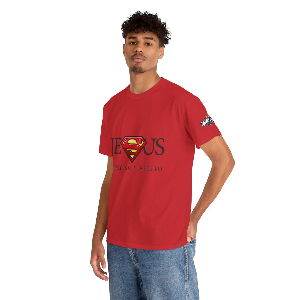 Jesus Is My Superhero T-Shirt — Faith-Based Superman-Inspired Tee Printify