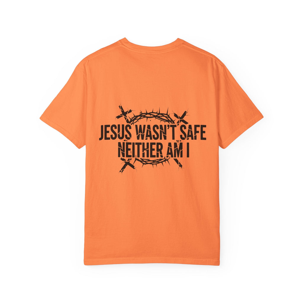 ⚡ Jesus Wasn’t Safe – Neither Am I | Bold Christian T-Shirt | Storm-Walking Faith Tee | Minimalist Black & White Design | Uplifted Gear Printify