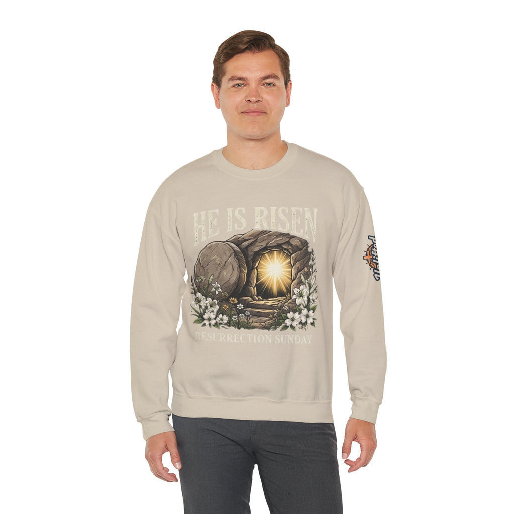 He Is Risen Sweatshirt — Jesus Christ Resurrection Easter Sweatshirt Printify