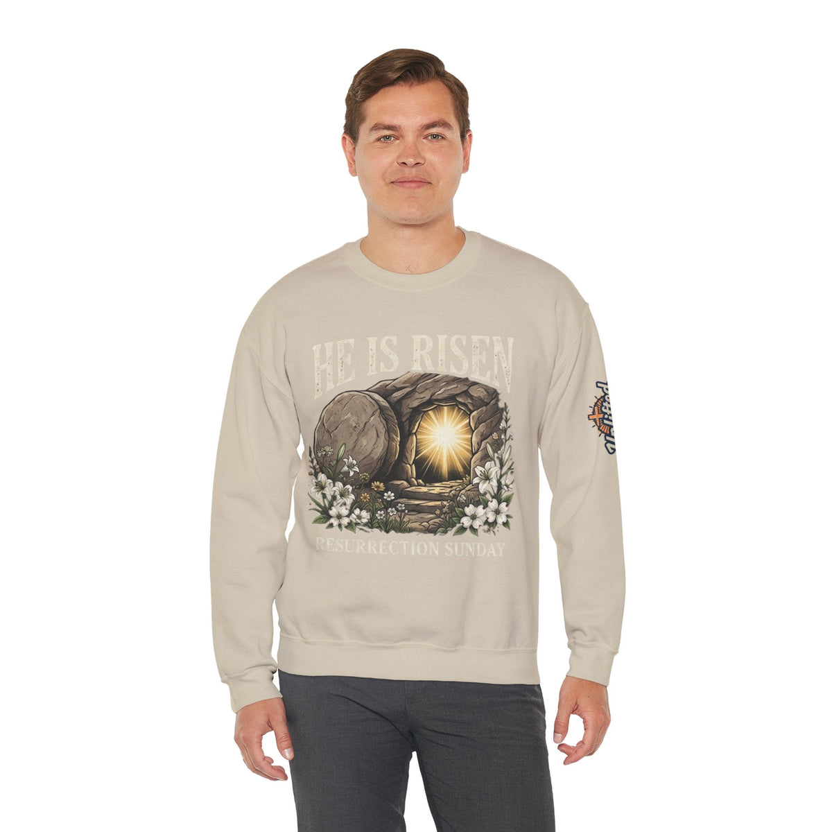 He Is Risen Sweatshirt — Jesus Christ Resurrection Easter Sweatshirt Printify