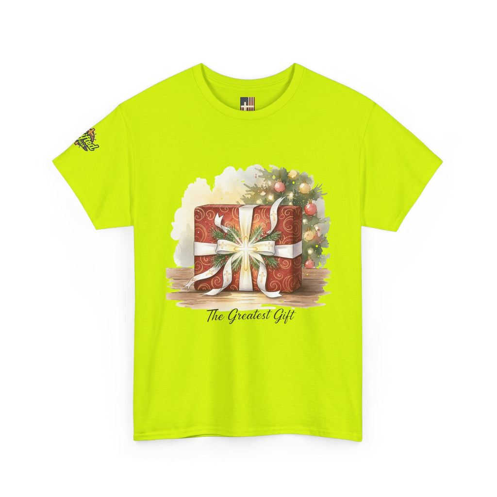 The Greatest Gift T-shirt – Cross Bow Present Christian T-shirt for Christmas Salvation & Eternal Faith Printify