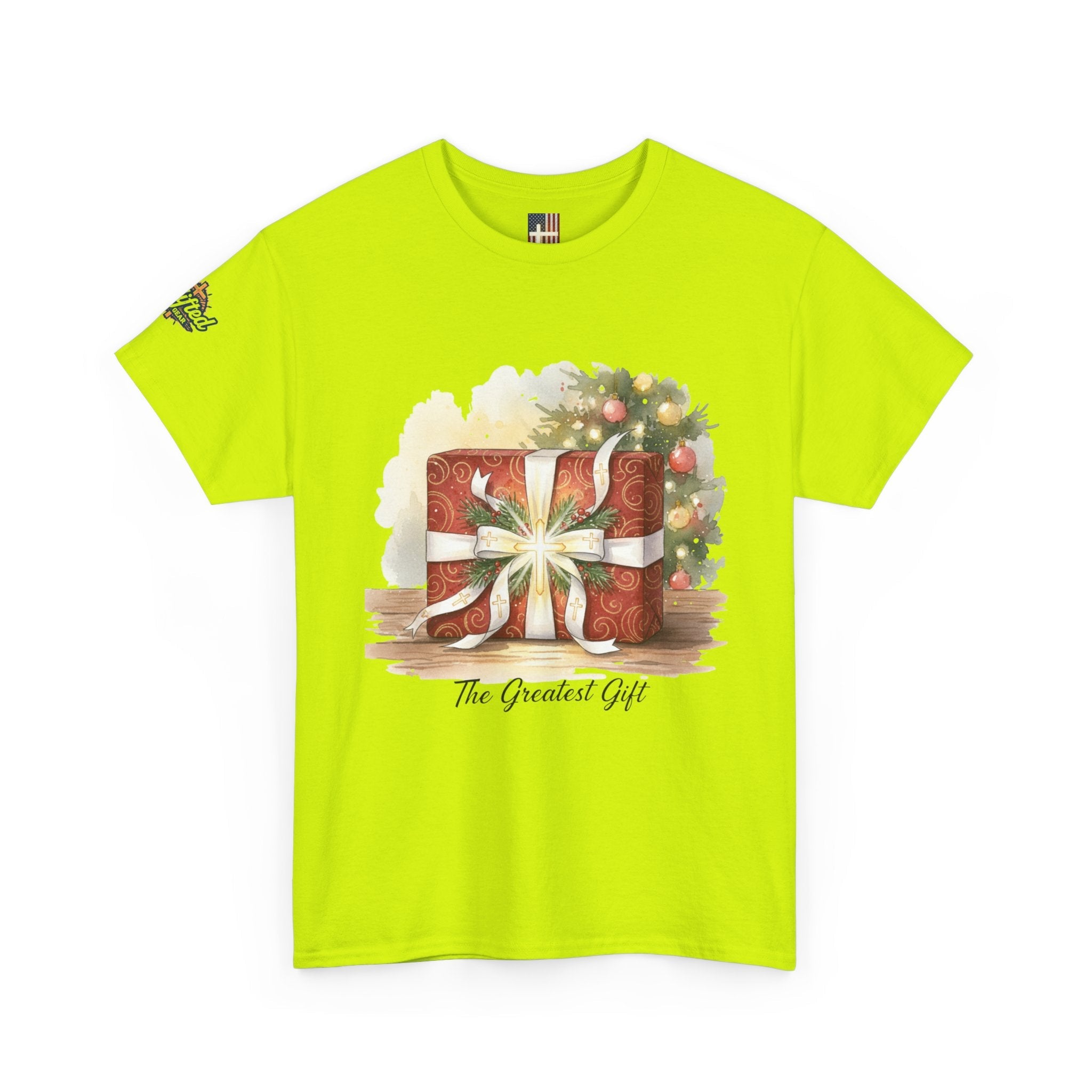 The Greatest Gift T-shirt – Cross Bow Present Christian T-shirt for Christmas Salvation & Eternal Faith Printify
