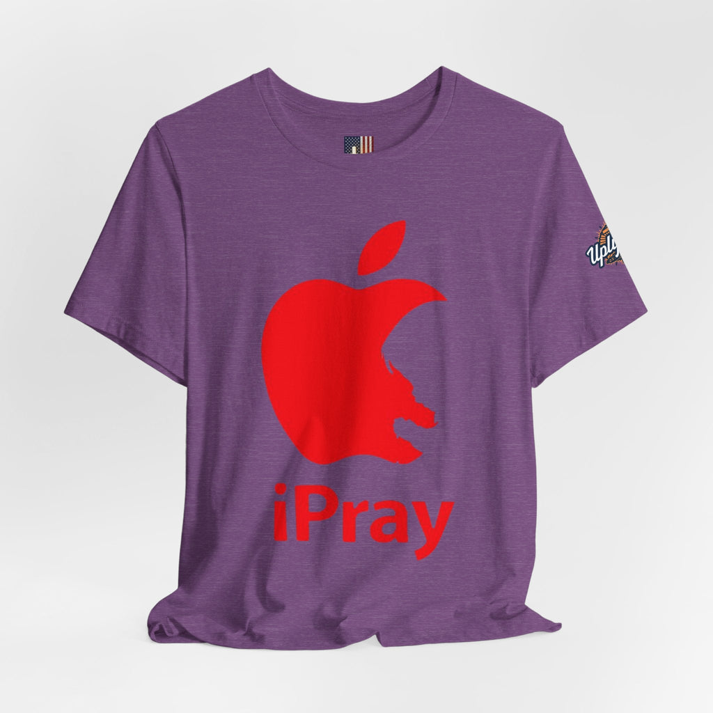 iPray Red Apple Christian T-Shirt — Faith Graphic Tee Printify