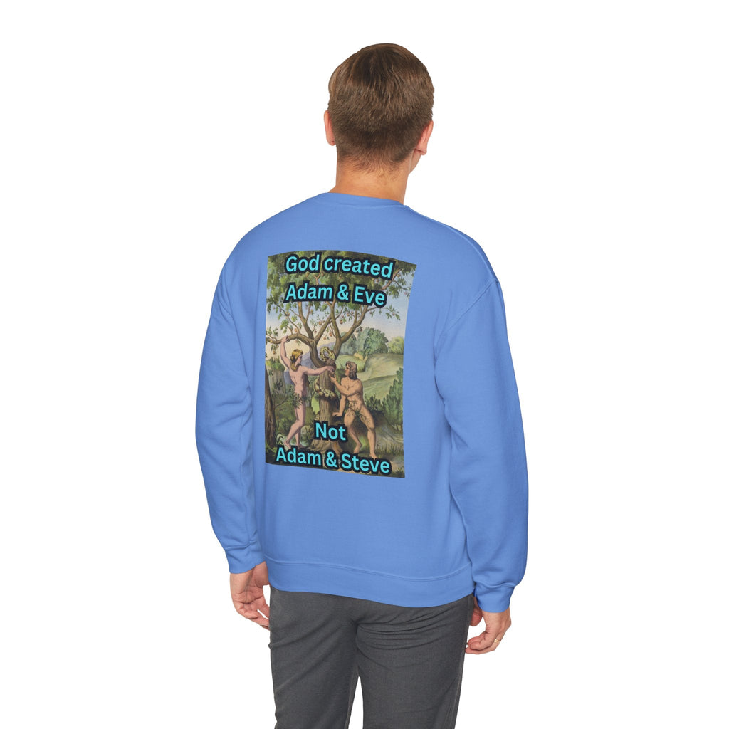 God Created Adam and Eve Sweatshirt – Biblical Truth Christian Sweatshirt for Unshakable Faith Printify